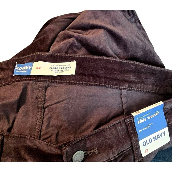 Old Navy Black Velvet Flare Pants Extra High-Rise Trouser Pants Size 22 JJ3850 - Picture 8 of 11